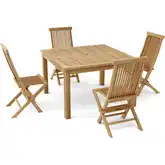 Windsor & Classic Outdoor 5-Piece Dining Set in Honey Golden Teak