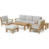 Riviera Outdoor 8-Piece Modular Sofa Set in Teak & Cushion