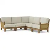 Luxe Outdoor 5-Piece Deep Seating Modular Sectional Sofa in Teak, Rattan & Cushion