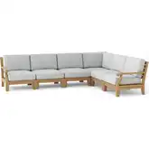 Riviera Outdoor 6-Piece Modular Sectional Sofa Set in Teak & Cushion