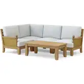 Luxe Outdoor 5-Piece Modular Sectional Sofa with Coffee Table in Teak, Rattan & Cushion