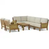 Luxe Outdoor 8-Piece Deep Seating Modular Sectional Sofa Set in Teak, Rattan & Cushion