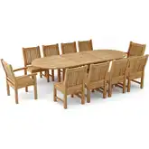 Sahara Outdoor 11-Piece Oval Dining Set in Honey Golden Brown Teak