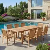 Bahama & Sahara Outdoor 9-Piece Stackable Dining Set in Honey Golden Brown Teak