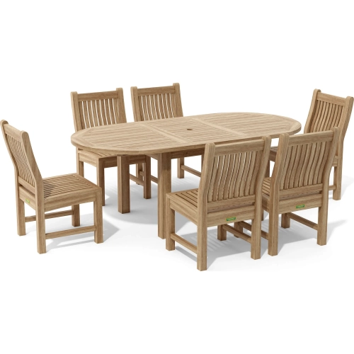 Bahama & Sahara Outdoor 7-Piece Dining Set in Honey Golden Brown Teak