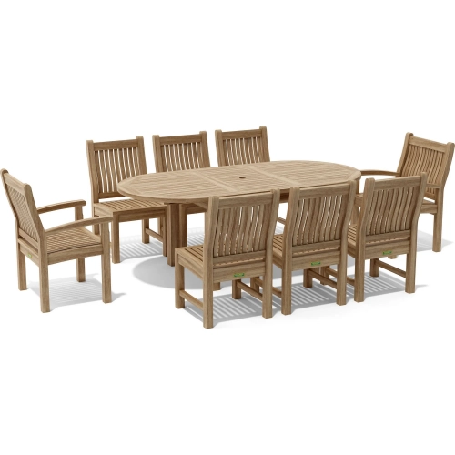 Bahama & Sahara Outdoor 9-Piece Oval Dining Set in Honey Golden Teak