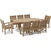 Bahama & Sahara Outdoor 9-Piece Oval Dining Set in Honey Golden Teak