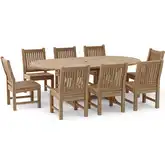 Bahama & Sahara Outdoor 9-Piece 87" Oval Dining Set in Honey Teak