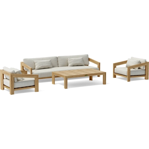 Smyrna Outdoor 4-Piece Deep Seating Sofa Set in Honey Golden Brown Teak