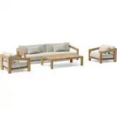 Smyrna Outdoor 4-Piece Deep Seating Sofa Set in Honey Golden Brown Teak