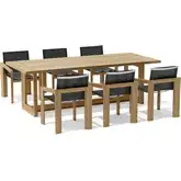 Smyrna Outdoor 7-Piece Dining Table Set in Honey Golden Brown Teak & Batyline