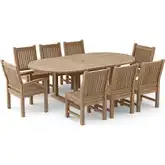 Bahama & Sahara Outdoor 7-Piece 87" Oval Dining Set with Side Chairs in Honey Golden Teak