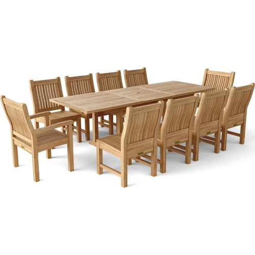 Bahama & Sahara Outdoor 11-Piece 8-Foot Rectangular Dining Set in Honey Golden Brown Teak