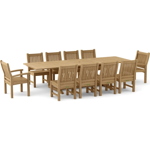 Bahama & Sahara Outdoor 11-Piece 10-Foot Rectangular Dining Set in Honey Golden Brown Teak