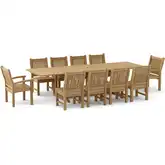 Bahama & Sahara Outdoor 11-Piece 10-Foot Rectangular Dining Set in Honey Golden Brown Teak