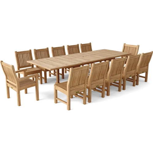 Valencia Outdoor & Sahara 13-Piece Dining Set in Honey Golden Teak