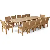 Valencia Outdoor & Sahara 13-Piece Dining Set in Honey Golden Teak