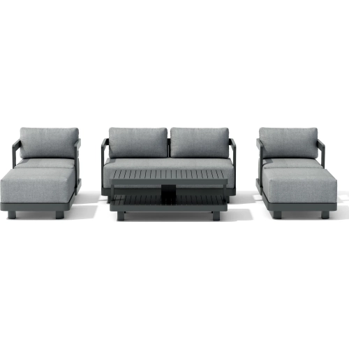 Granada Outdoor 6-Piece Deep Seating Loveseat Set in Dark Gray Aluminum & Cushion