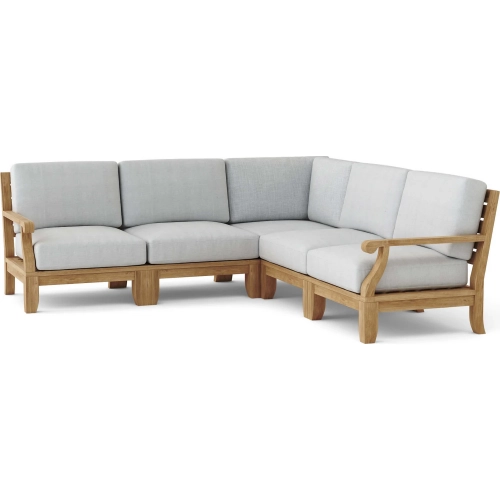 Riviera Outdoor 5-Piece Modular Sectional Sofa Set in Teak & Cushion