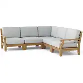 Riviera Outdoor 5-Piece Modular Sectional Sofa Set in Teak & Cushion