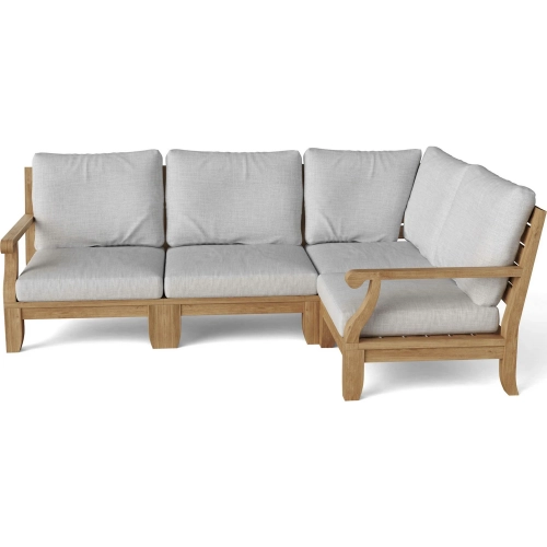 Riviera Outdoor 4-Piece Modular Sectional Sofa in Teak & Cushion
