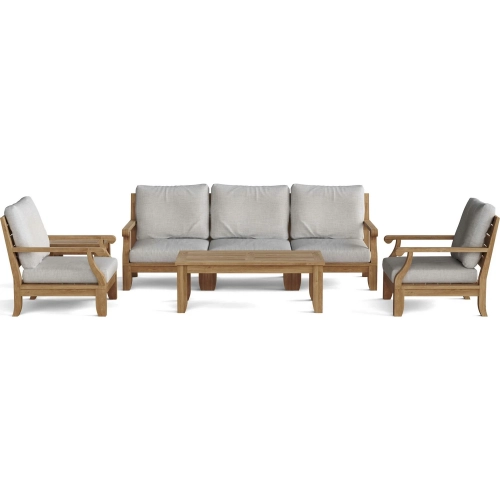 Riviera Outdoor 7-Piece Modular Sofa Set in Teak & Cushion