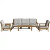 Riviera Outdoor 7-Piece Modular Sofa Set in Teak & Cushion