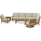 Riviera Outdoor 10-Piece Modular Sectional Sofa Set in Teak & Cushion