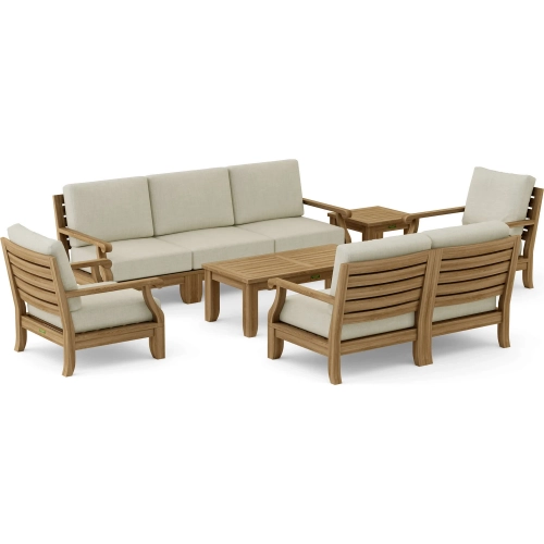 Riviera Outdoor 10-Piece Modular Sofa Set in Teak & Cushion