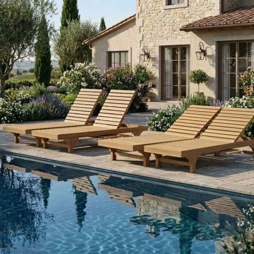 Capri Sun Lounger in Honey Golden Brown Teak (Set of 4)
