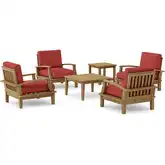Brianna & Bahama Outdoor 6-Piece Deep Seating Armchair Set in Teak & Cushion