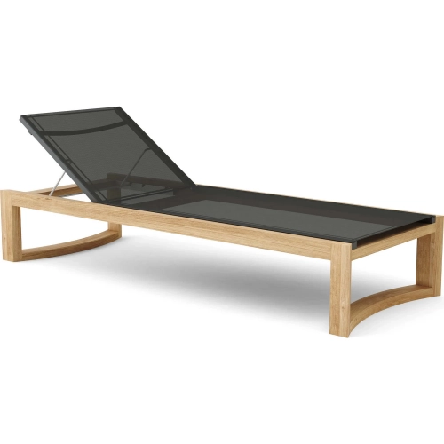 Junus Outdoor Sun Lounger in Honey Golden Brown Teak & Batyline Mesh