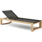 Junus Outdoor Sun Lounger in Honey Golden Brown Teak & Batyline Mesh