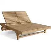 Bel Air Outdoor Double Back Sun Lounger in Honey Golden Brown Teak