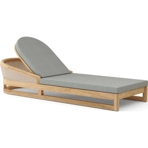 Catania Outdoor Chaise Lounge in Teak, Synthetic Rattan & Cushion