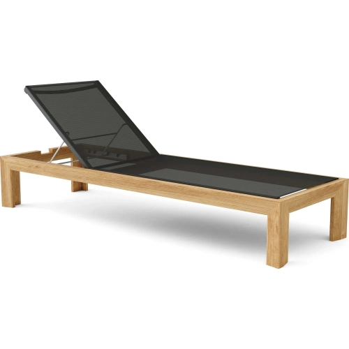 Smyrna Outdoor Sun Lounger in Honey Golden Brown Teak & Batyline