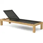 Smyrna Outdoor Sun Lounger in Honey Golden Brown Teak & Batyline