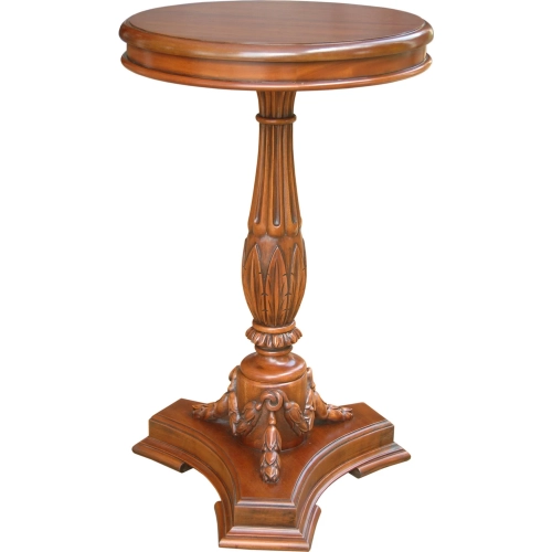 Flower Side Table in Antique Brown Mahogany
