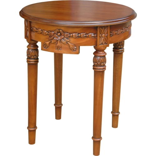 Regency Flower Side Table in Antique Brown Mahogany Wood