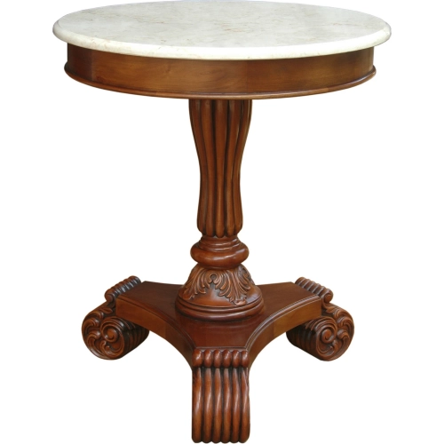 Bella Side Table in Mahogany Wood & Marble