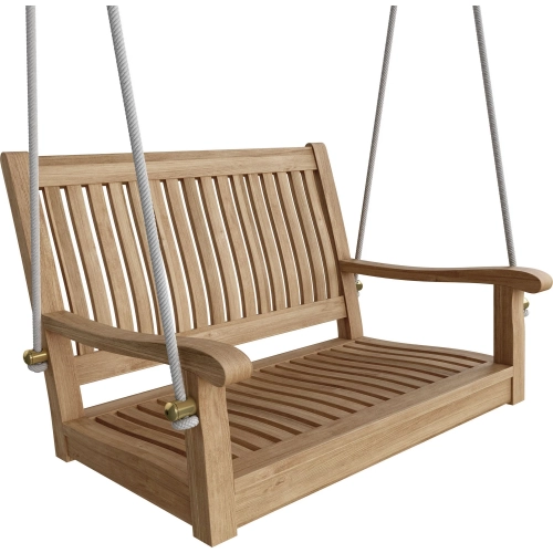 Del-Amo Outdoor 36" Straight Porch Swing in Honey Golden Brown Teak