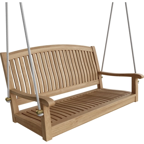 Del-Amo Outdoor 48" Round Porch Swing in Honey Golden Brown Teak