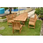 Bahama & Sahara Outdoor 9-Piece 94" Rectangular Dining Set in Honey Golden Brown Teak
