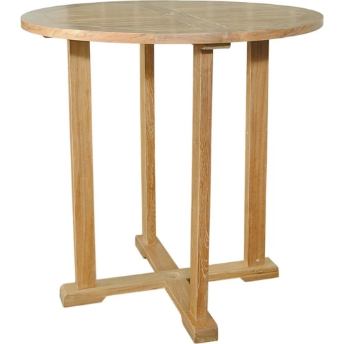 Bahama Outdoor 39" Round Bar Height Dining Table in Honey Teak