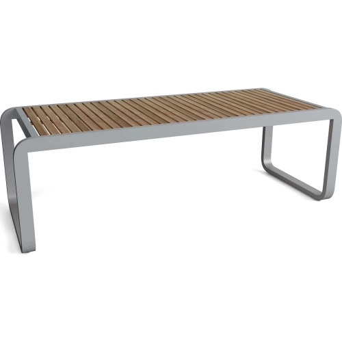 Monza Outdoor Dining Table in Powder Coated Dark Gray Aluminum & Teak