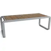 Monza Outdoor Dining Table in Powder Coated Dark Gray Aluminum & Teak