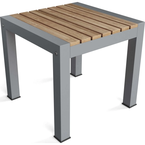 Seville Outdoor 20" Square Side Table in Teak & Dark Gray Aluminum