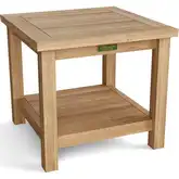 Bahama Outdoor 22" Square 2-Tier Side Table in Honey Golden Brown Teak