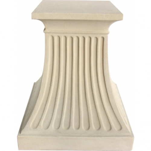 Fluted Outdoor Pedestal in Antique Beige Cast Limestone