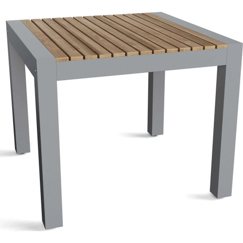 Seville Outdoor 35" Square Dining Table in Teak & Dark Gray Aluminum